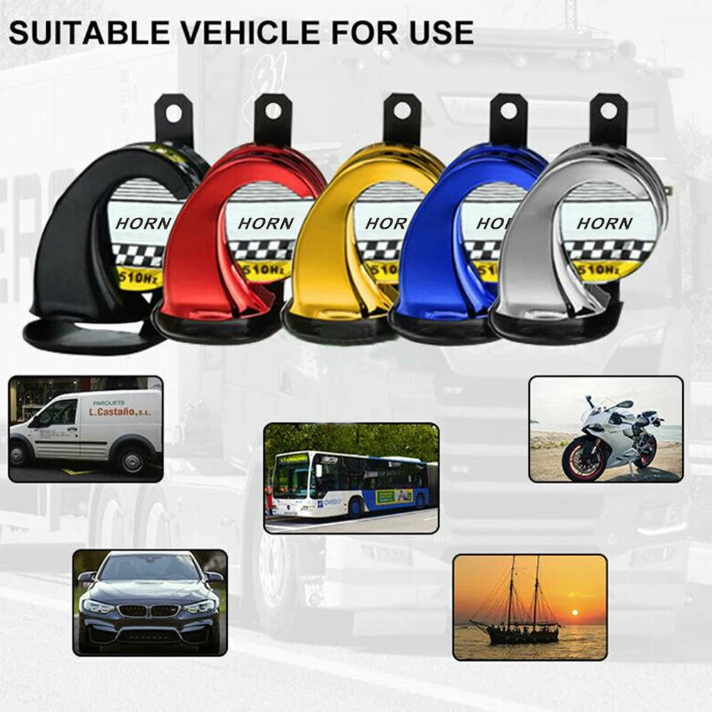

Car Air Horn DC 12V 130DB Auto Speaker Electric Loud Snail Air Horn Siren Sound Signal For Car Motorcycle Motorbike Truck Boat