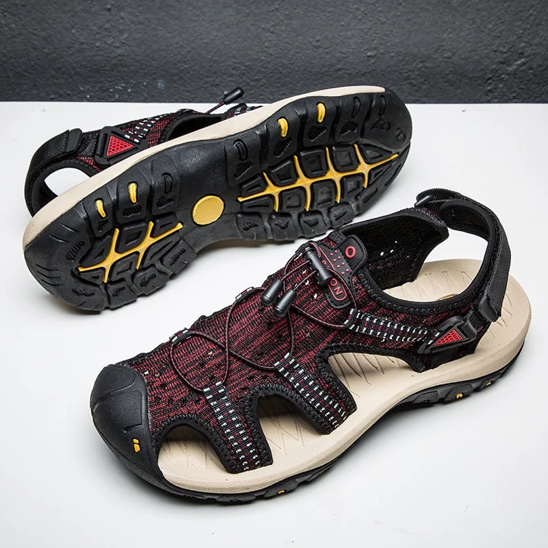 Сандалии мужские дышащие пляжные шлепанцы Повседневная Уличная обувь большие