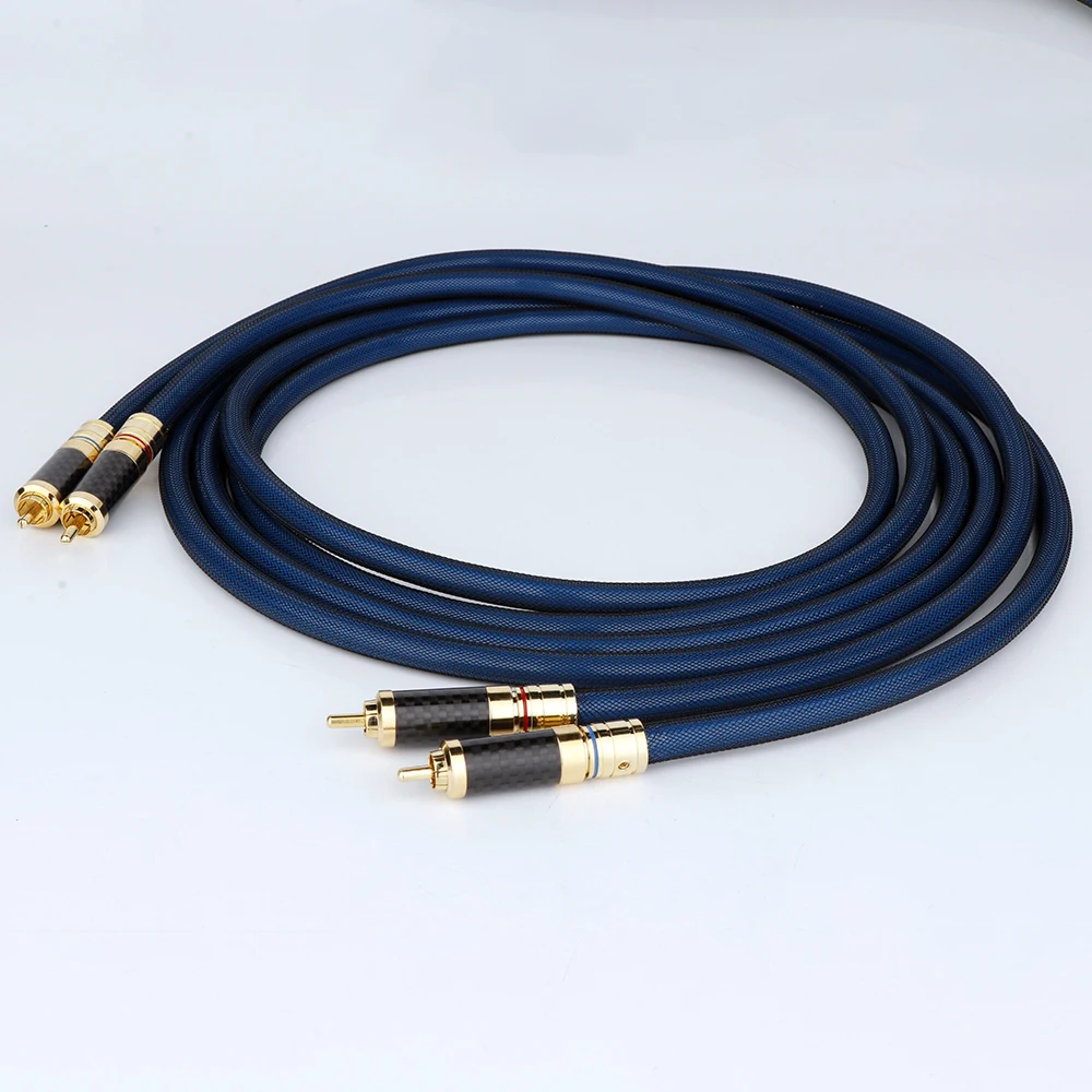 

Preffair RCA audio cable 2RCA to 2RCA Interconnect cable with Gold plated R1710 Carbon Fiber RCA plug Male to Male hifi wire