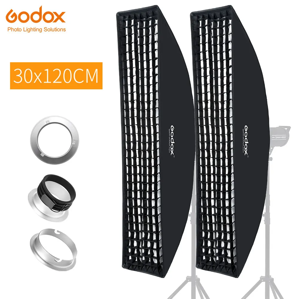 2 шт. Godox 30x120 см Прямоугольный софтбокс с сотовой сеткой для Bowens Profoto Elinchrom Mount Studio
