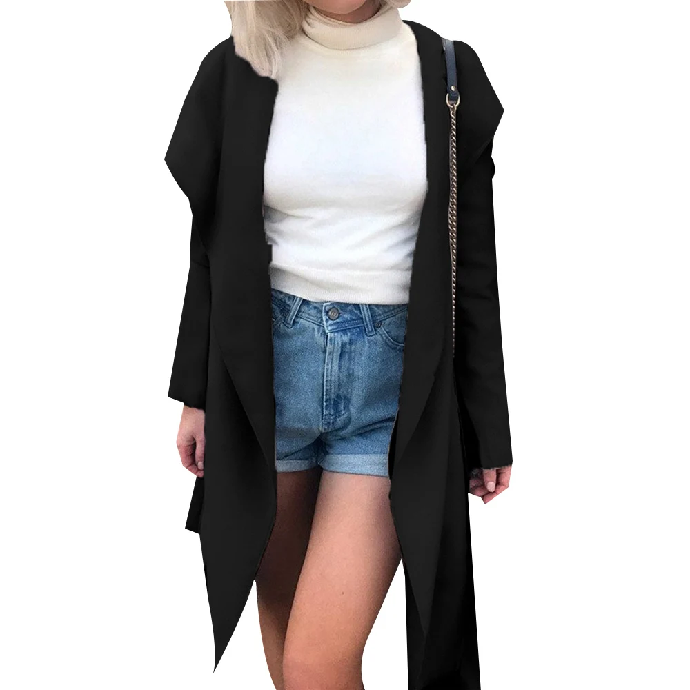 Осень зима с капюшоном воротник большой лацкане средней длины поясом Тренч