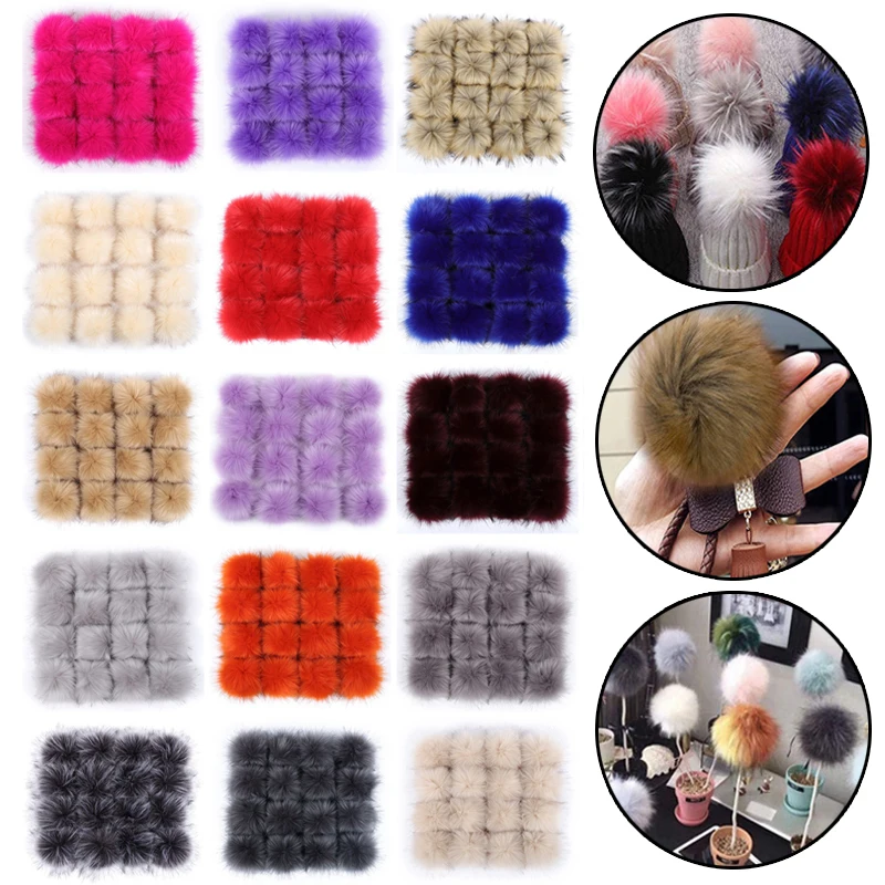 1 шт. 8 см Имитация меха лисы помпона для женских шапок поддельный волосный шар помпон DIY вязаная шапка ручной работы аксессуары.