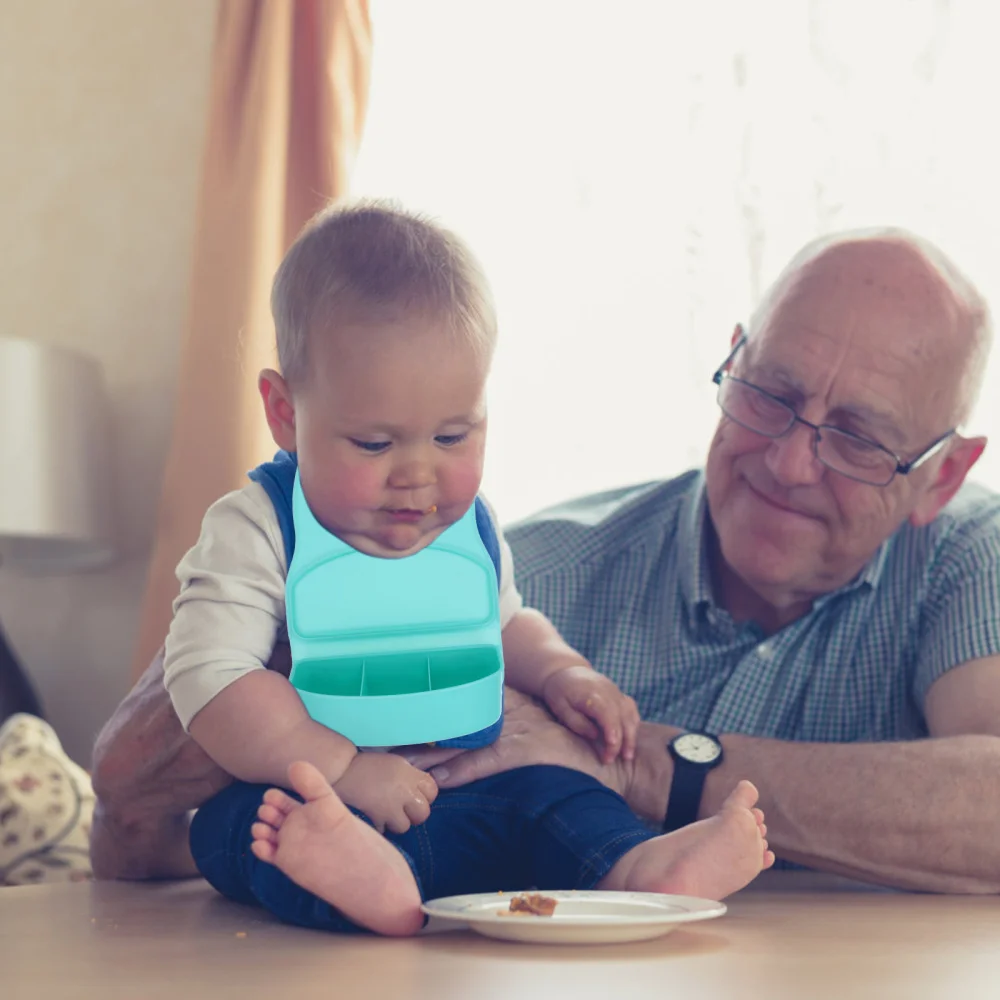 

1Pc Multipurpose Silicone Baby Bib Baby Food Case with Fork Feeding Bib