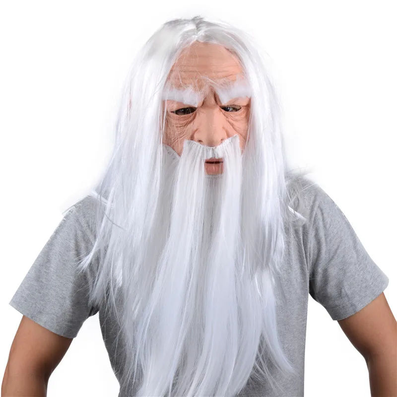 

Another Me-the Elder Full Head Mask Adult White Hair Long Hair Halloween Holiday Funny Masks Supersoft Old Man Halloween Mask