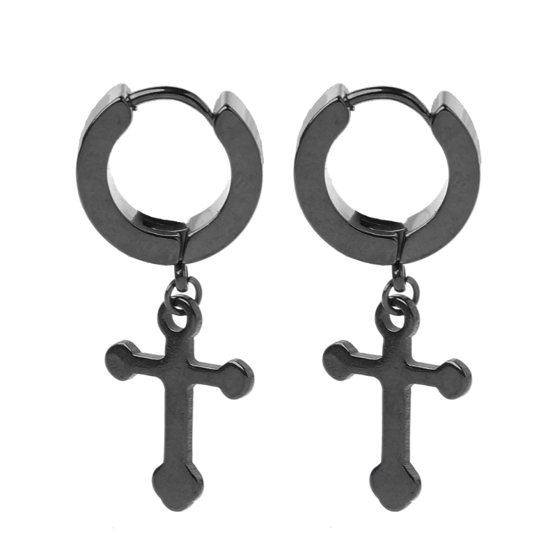 89-Black-2 Pcs 1 шт., дизайн, серьги в стиле панк, подвеска в виде креста, длинные висячие цепочки с кисточкой, титановая сталь, женские и мужские ювелирные изделия, подвески Brincos - Окраска металла: 89-Black-2 Pcs