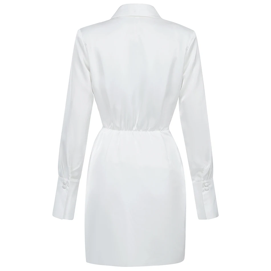 

2020 Winter New Ladies Sexy Deep V Neck Button Long Sleeve Irregular Dress Fashion Celebrity Banquet High Street Dress