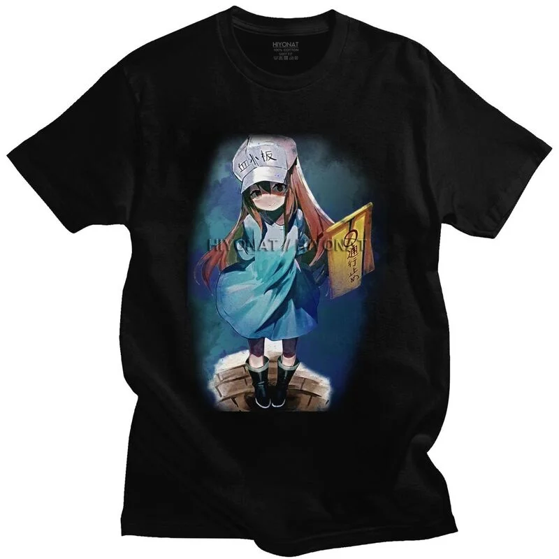 

Клеток при работе с рисунком из аниме футболка Для мужчин короткий рукав бляшки флаг Hataraku саибу Футболка "Манга" уличная Мягкая футболка, хл...