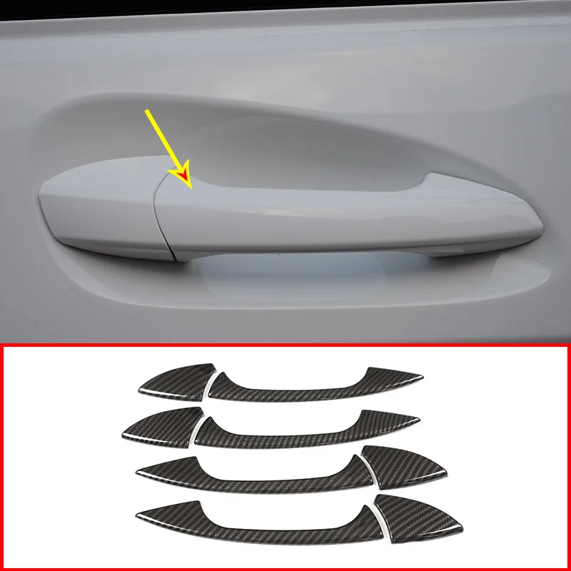 

4 x Carbon Fiber ABS Chrome Car Door Handle Trim For Mercedes Benz GLK GL ML C Class W204 X204 Car Accessories