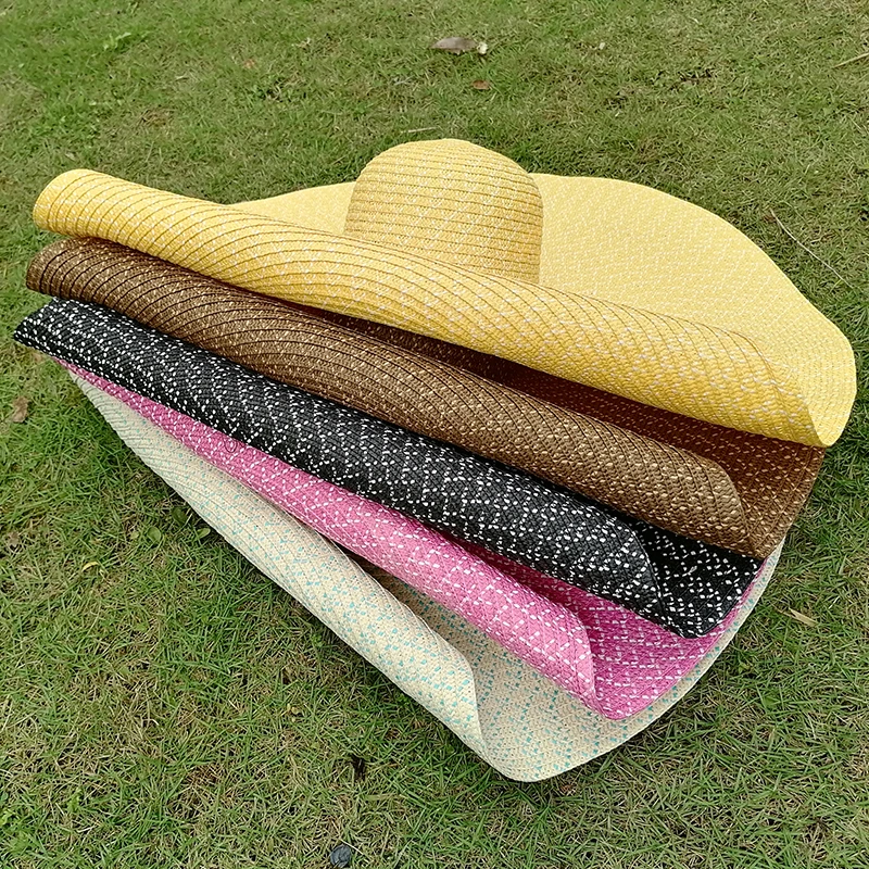 2021 New Summer Oversize Beach Hats for Women 56-58cm Brim Large Straw Hat Sun Protection Foldable Party Travel Hat кепка BHD2
