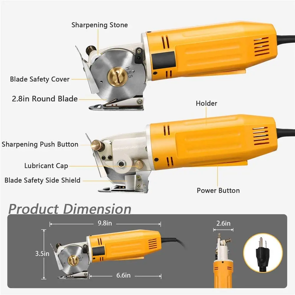 

Mini Electric Rotary Cloth Cutter Handheld 2" Fabric Cutter Octagonal Knife Electric Scissors For Multi Layer Leather Wool