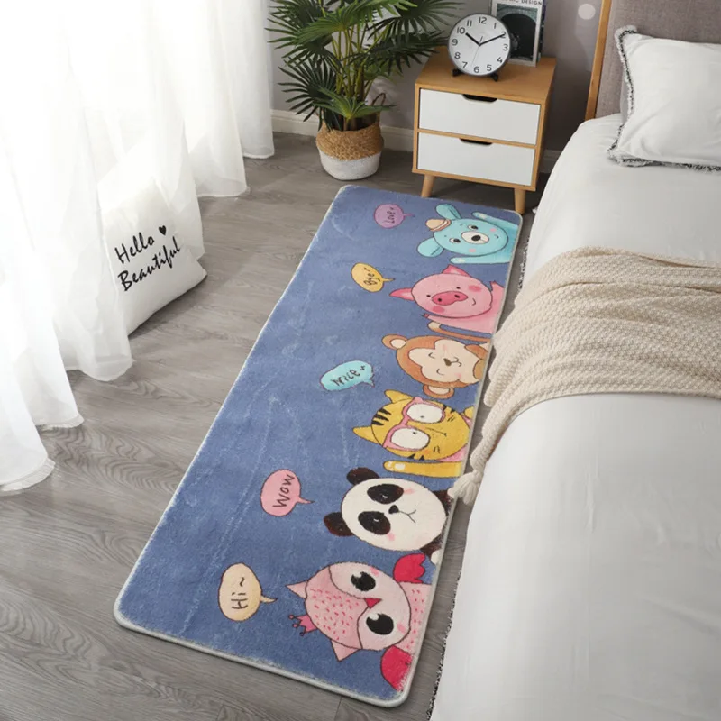

New Fashion Cartoon Imitation Cashmere Bedroom Bedside Carpets Home Furnishing Imitation Cashmere Decorative Long Foot Mats