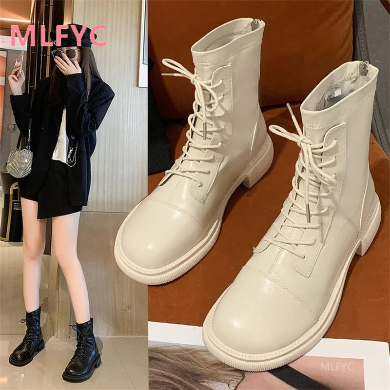

Thick-soled Martin boots women's 2021 new autumn and winter tube chimney casual all-match rear zipper female Martin boots