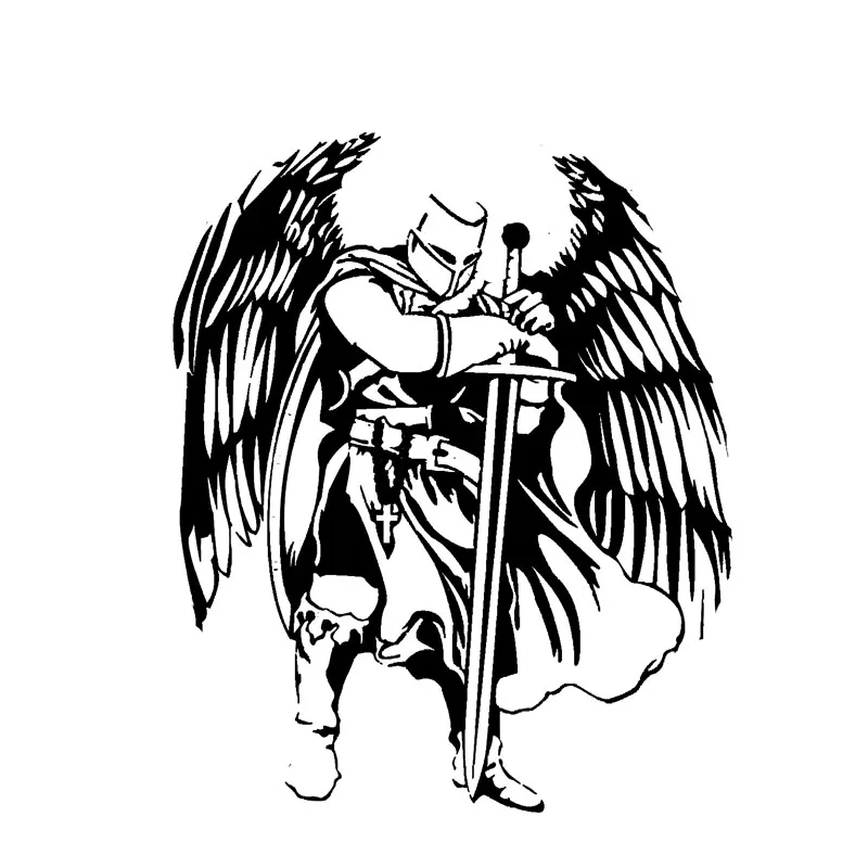 

Красивый ВОИН автомобиля стикер Ангел В рыцарском стиле модные ПВХ Наклейка украшения черный/Серебряный ZWW-2485, 15 см * 12,3 см