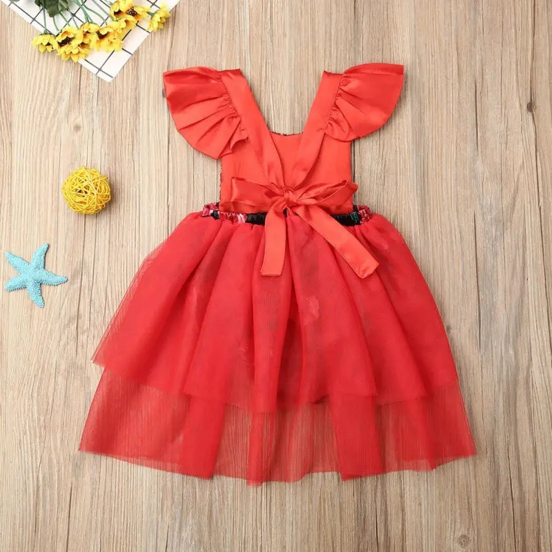 Одежда для девочек новинка 2019 рождественское красное вечерние нее платье-пачка