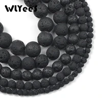 wlyees natural stone beads black volcanic rock lava hematite round beads for jewelry making diy bracelet ear studs 4 6 8 10 12mm