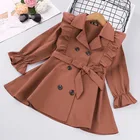 Осенняя ветровка для девочек, высококачественные детские куртки с цветочным кружевом, 2021, для детей, пальто, куртка, одежда с ремнем