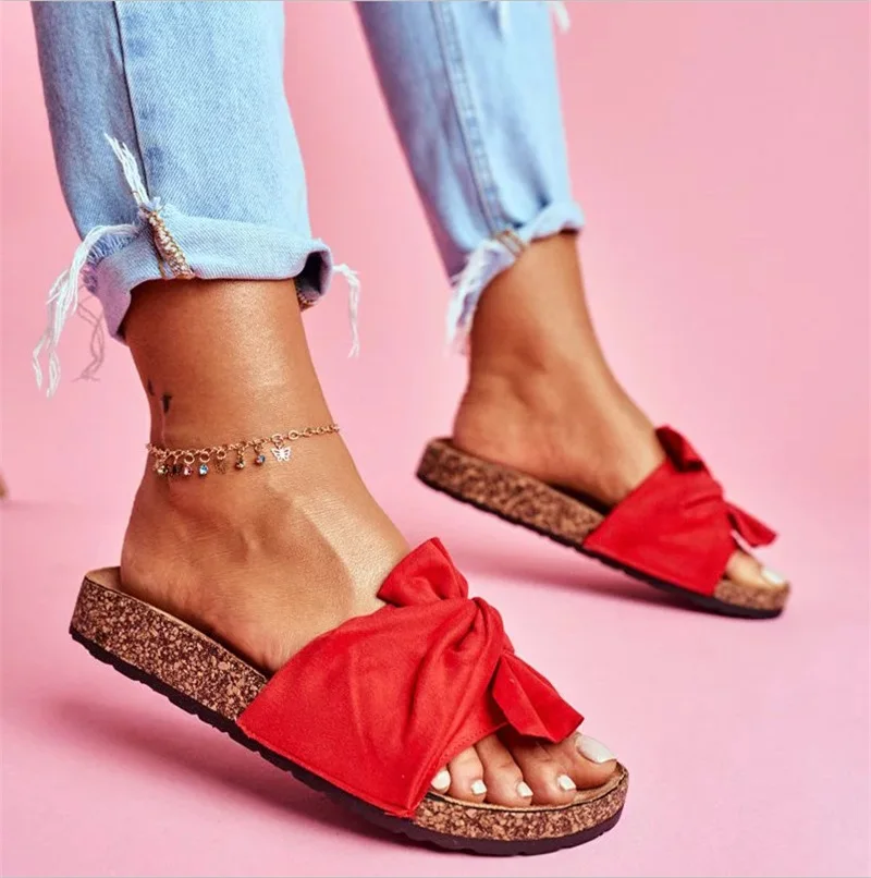 Женские сандалии с бантиком Модель 2020 года Сезон лето Милые Повседневные Удобные
