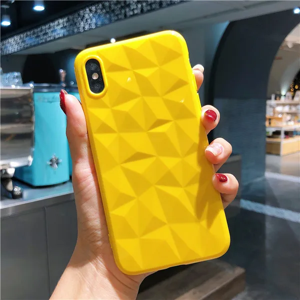 Yellow 3D чехол с алмазной текстурой для iPhone 6, 6s, 7, 8 Plus, X, мягкий чехол для телефона для iPhone 7, прозрачный чехол Ультратонкий чехол - Цвет: Yellow