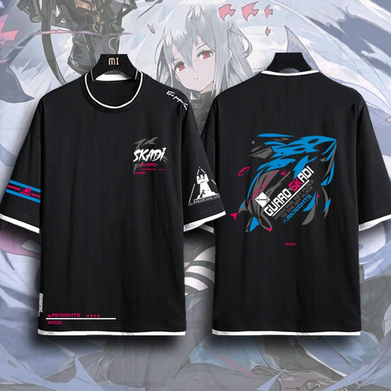 Футболка с капюшоном и коротким рукавом Game Arknights Skadi корейский стиль для косплея