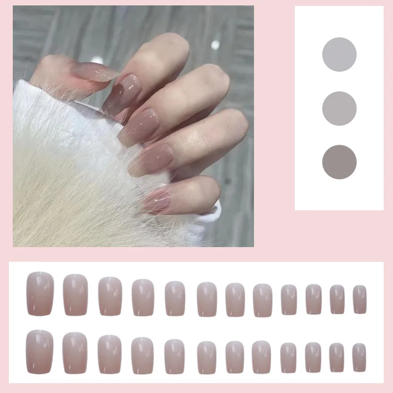 

24pcs Natural Color Nail Extension Patch False Nail Set Waterproof Nail Art Supplies With Glue CIN6 899