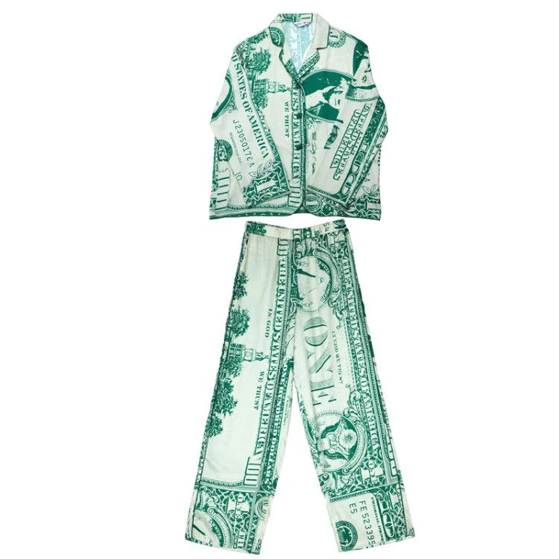 Original Design Dollar Pajamas for Women  Spring Long Sleeve Thin pijamas Homewear Leisure Tops Can Be Worn Outside