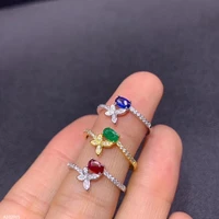 kjjeaxcmy boutique jewelry 925 sterling silver inlaid natural top grade ruby sapphire emerald female model ring supports re exam
