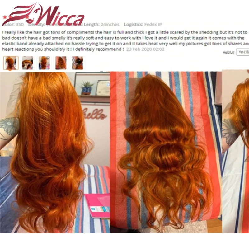 Парик из апельсинового имбиря цветные парики человеческих волос 13 х4 на сетке