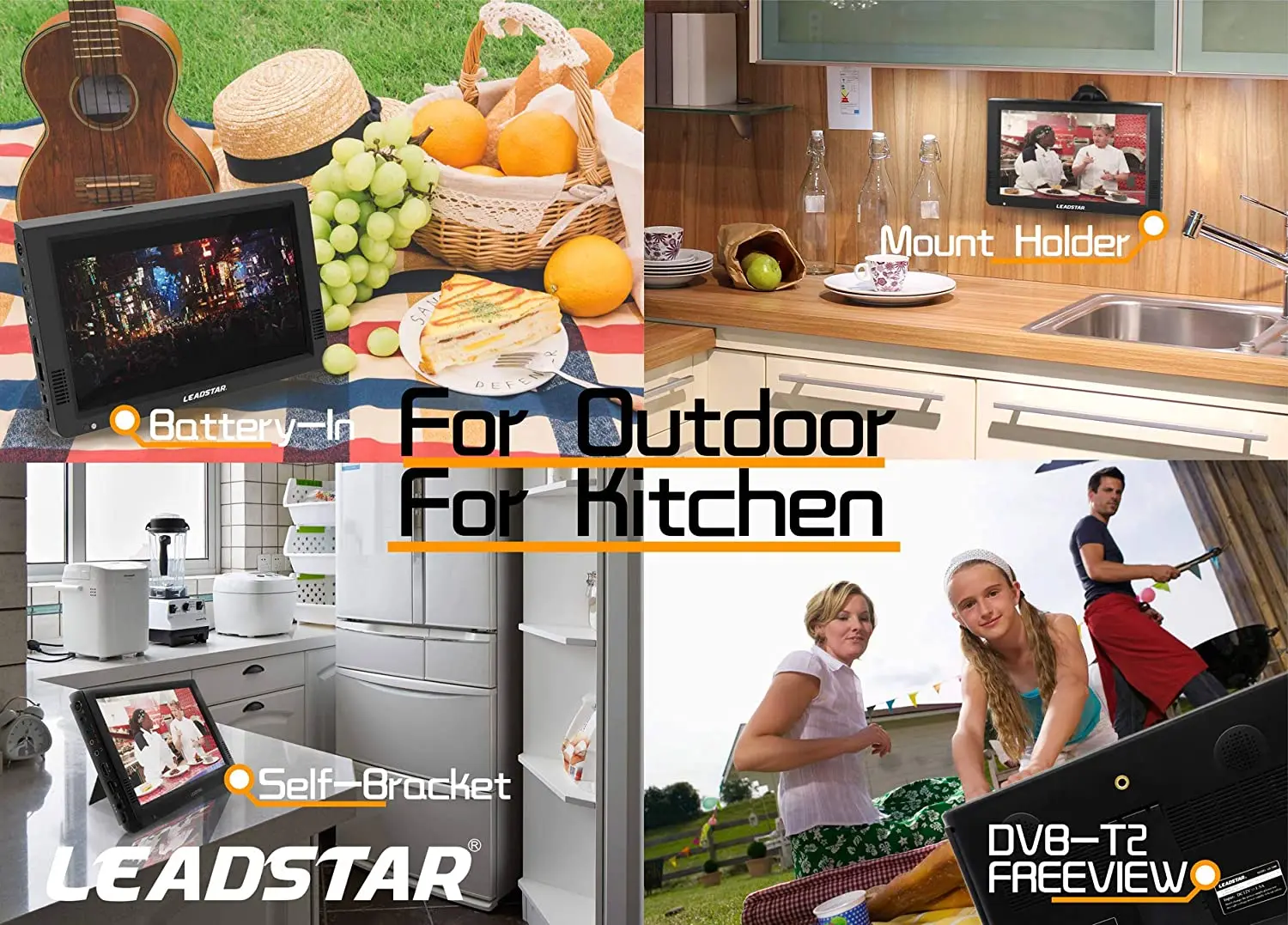 Портативный телевизор LEADSTAR 14 дюймов HD цифровой аналоговый поддержка MP4 AC3 HDin