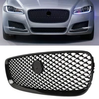 gloss black car front radiator upper grille mesh grill abs exterior moulding for jaguar xf xfr x260 2016 2017 2018 2019 2020