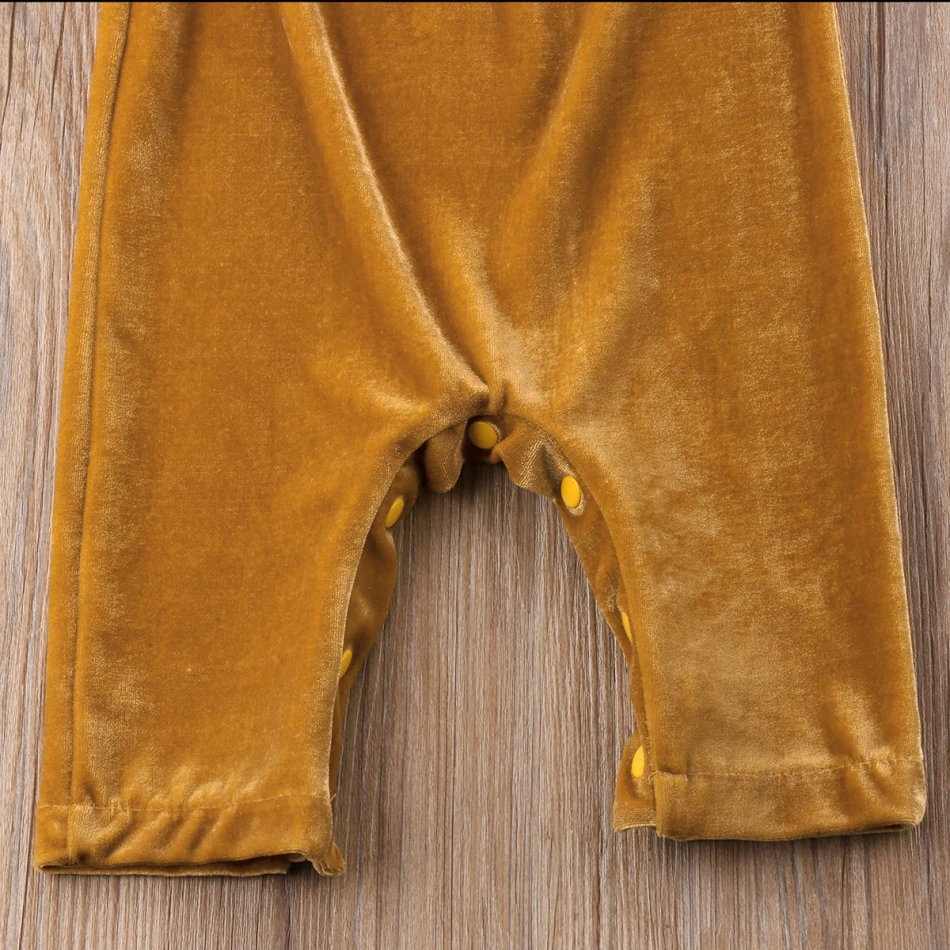 Новый модный бархатный комбинезон с открытыми плечами для новорожденных девочек