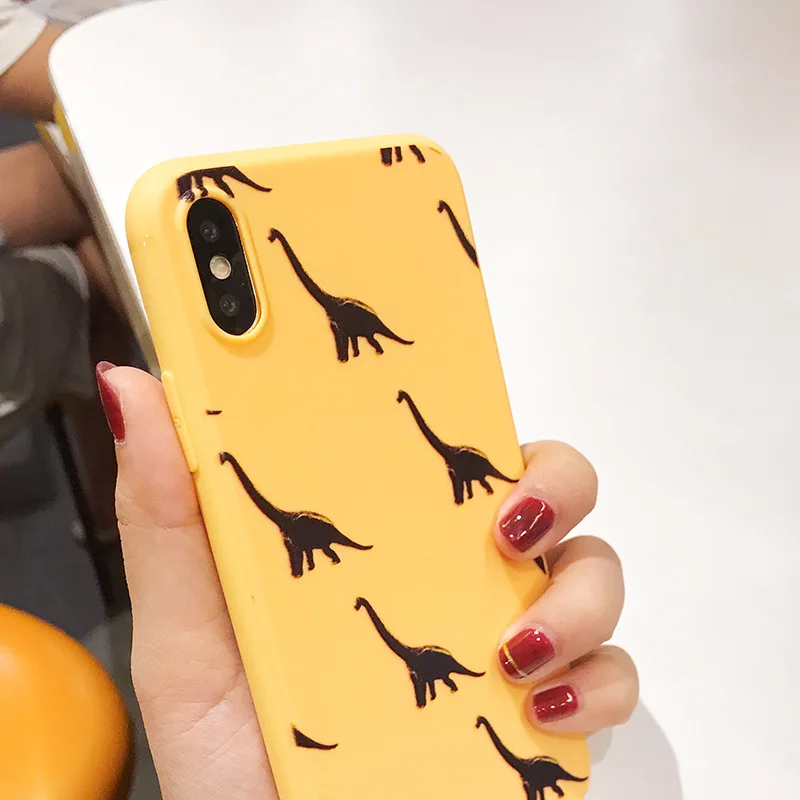 Милый чехол для телефона с мультяшным животным динозавром iPhone 7 Plus 8 6s желтый