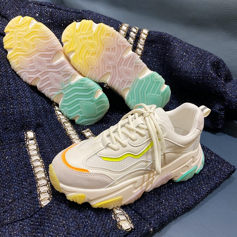 Женские массивные кроссовки ELLALEE из натуральной кожи на шнуровке дышащие