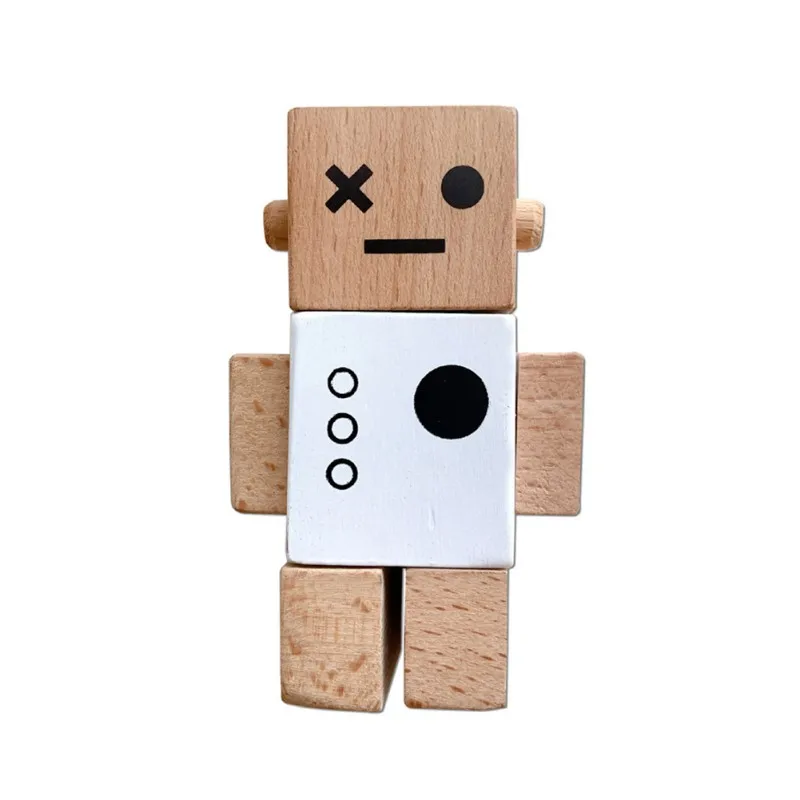 

Wooden Robot Bodies Joint Adjustable Wooden Toy Craft Art Kids Room Decoration Photo Props