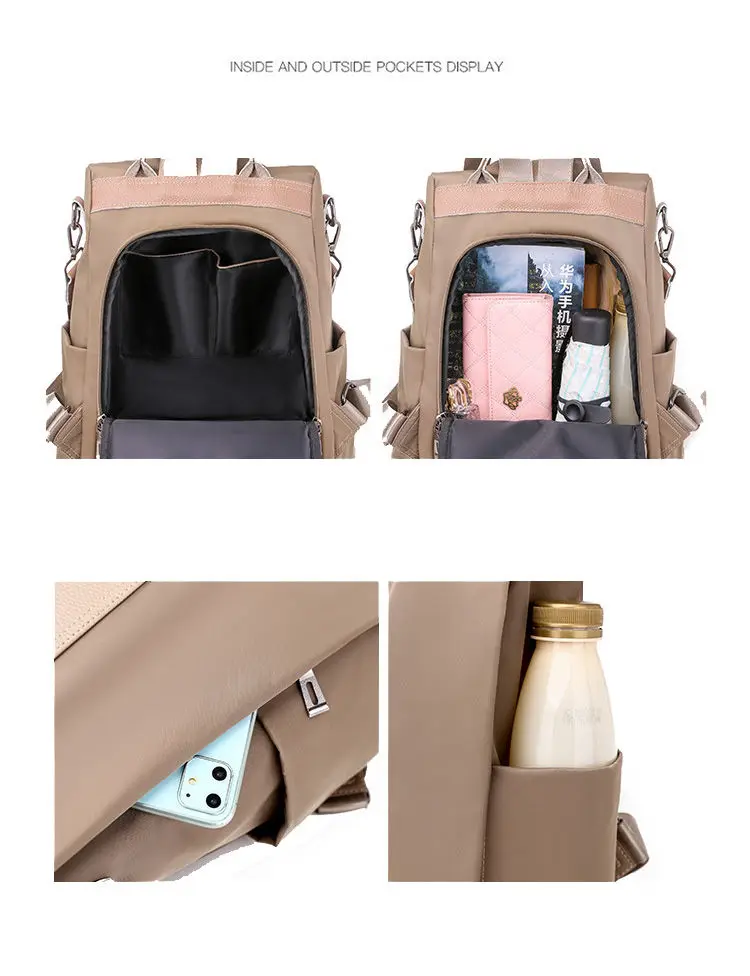 

Oxford Women Backpack Ladies School Bag Female Book Bag Solid Color Ms Backpack Retro Teenage Girl Business Bag Lady Laptop Bags