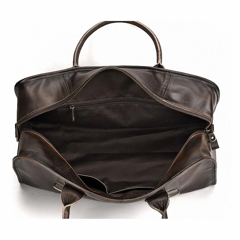 

Men Travel Bag Genuine Leather Travel Duffel Overnight Large Capacity Dark Coffee Carry On Luggage Bags male Handbag ZH-321