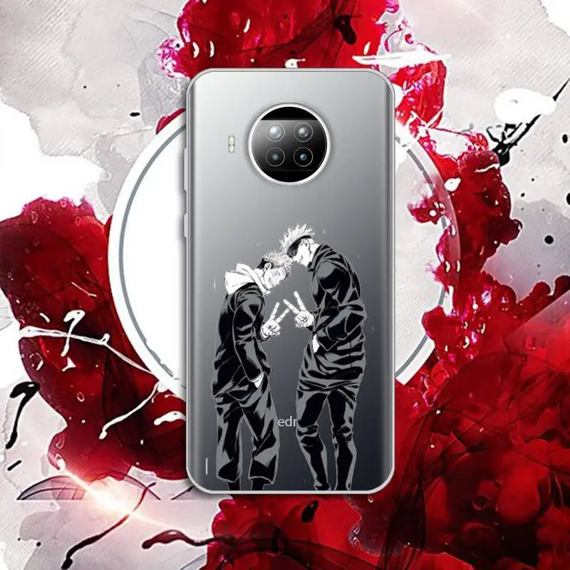 

Anime Jujutsu Kaisen Black white Phone Case Transparent for Xiaomi Redmi note 10 t 8 9 pro lite 11