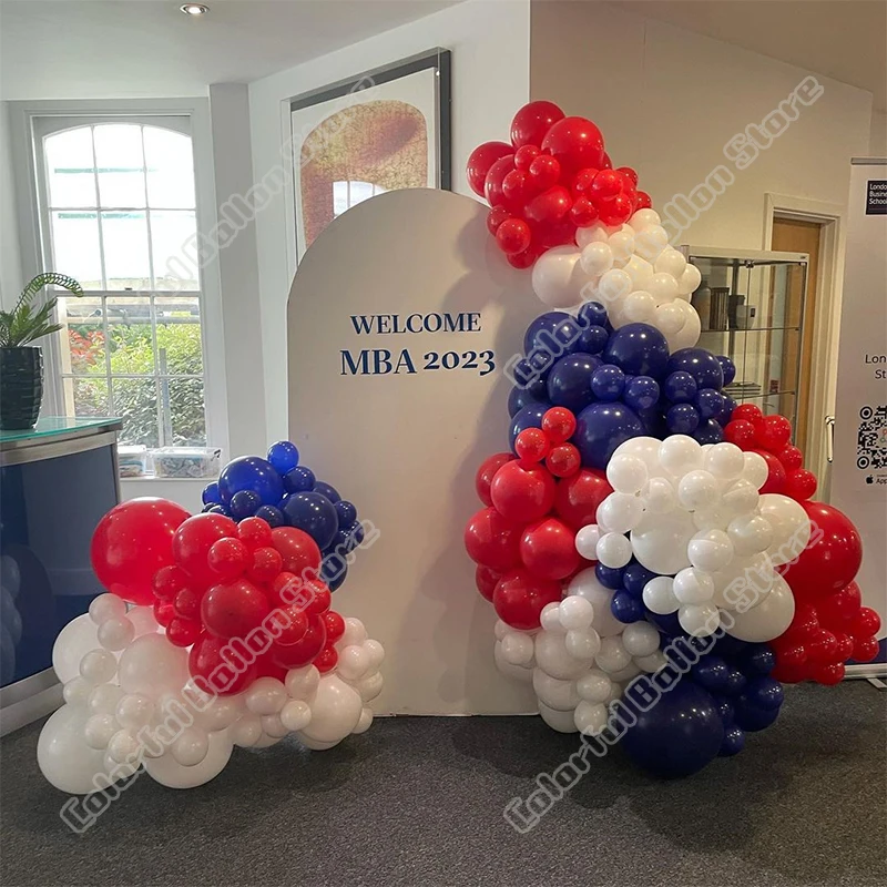 

204pcs Sapphire Blue Latex White Wedding Birthday Party Red Events Balloon Garland Holiday Decoration Gender Reveal Baby Shower