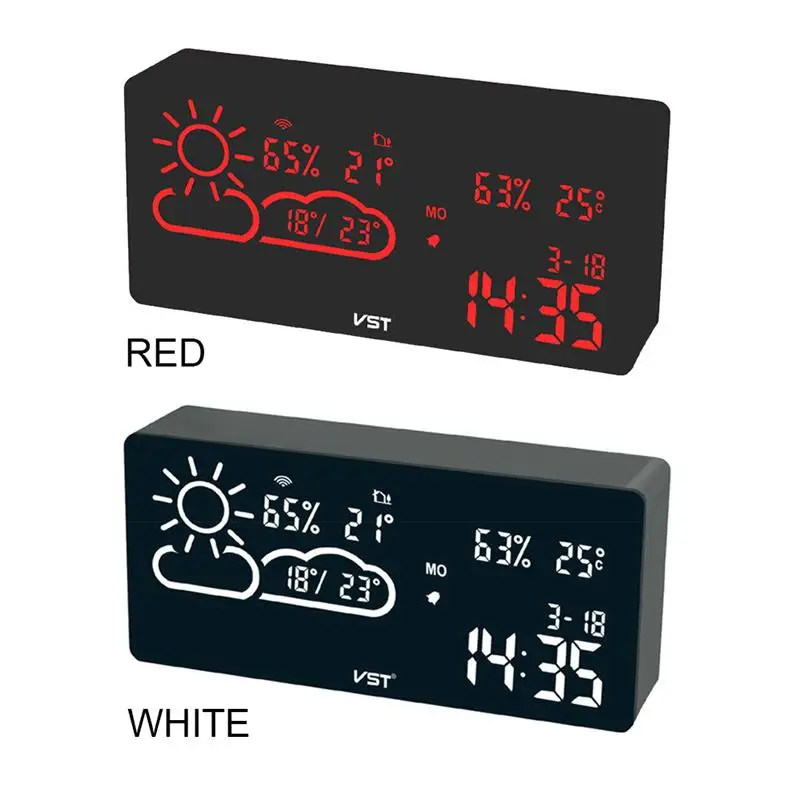 

LED Digital Alarm Clock Temperature and Humidity Clock WIFI APP Smart Wireless Network Electronic Watch Table Clock
