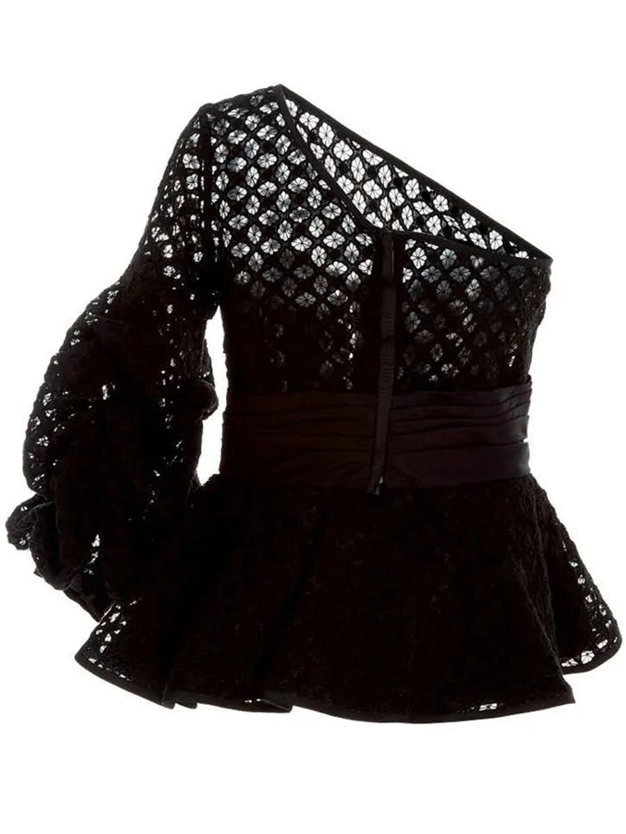 

Gothic Sexy Lace Black Tops Harajuku Vintage Bodycon Crop Top Women Summer Hellow Out Long Sleeve Tops Clearance Sale