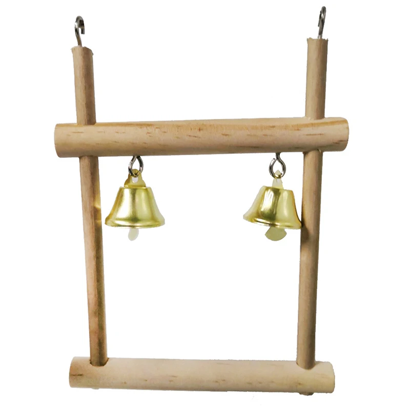 

1 set Natural Wooden Parrots Swing Toy Birds Colorful Beads Supplies Bells Toys Perch Hanging Swings Cage for Pets
