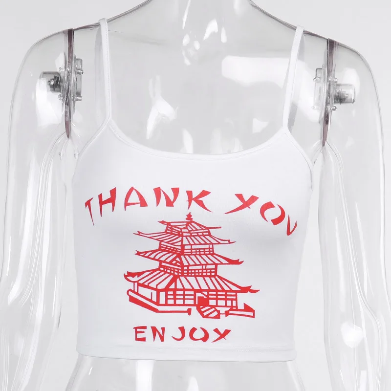 

2020 Sexy Women Summer Vest Cami Top Letter Print Thank You Crop Tops Mini Sexy Vest Girls short Tanks Top