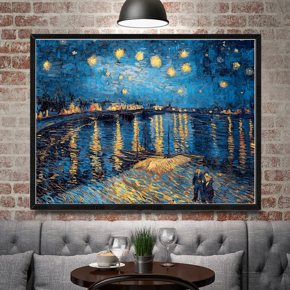 Vincent Van Gogh The Rhone Ривер Звездная ночь холст живопись для гостиной стены