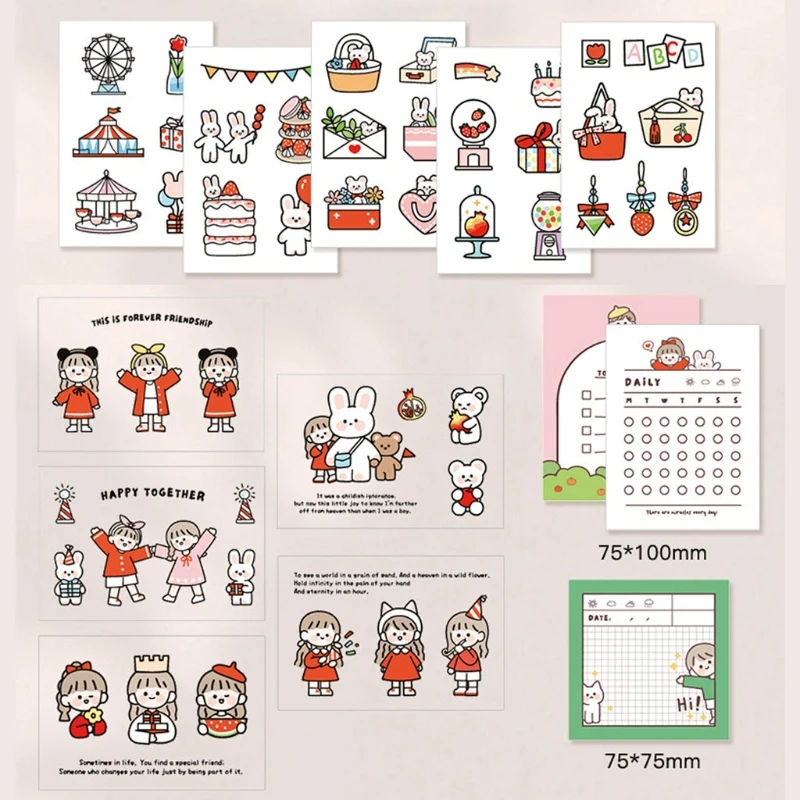 

109pcs/set Cute Fruity Fairy Washi Adhesive Tape Decorative Sticker Memo Pad