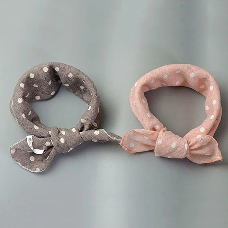 Женский узкий шарф в горошек Элегантный квадратный из смесового хлопка стиле