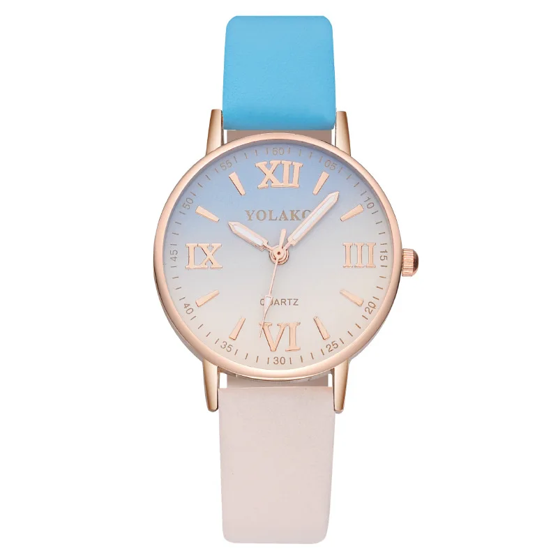 

2021 New Casual Gradient Color Female Wrist Watch Fashion Roman Numeral Ladies Quartz Watch Relogio Feminino Watches For Women