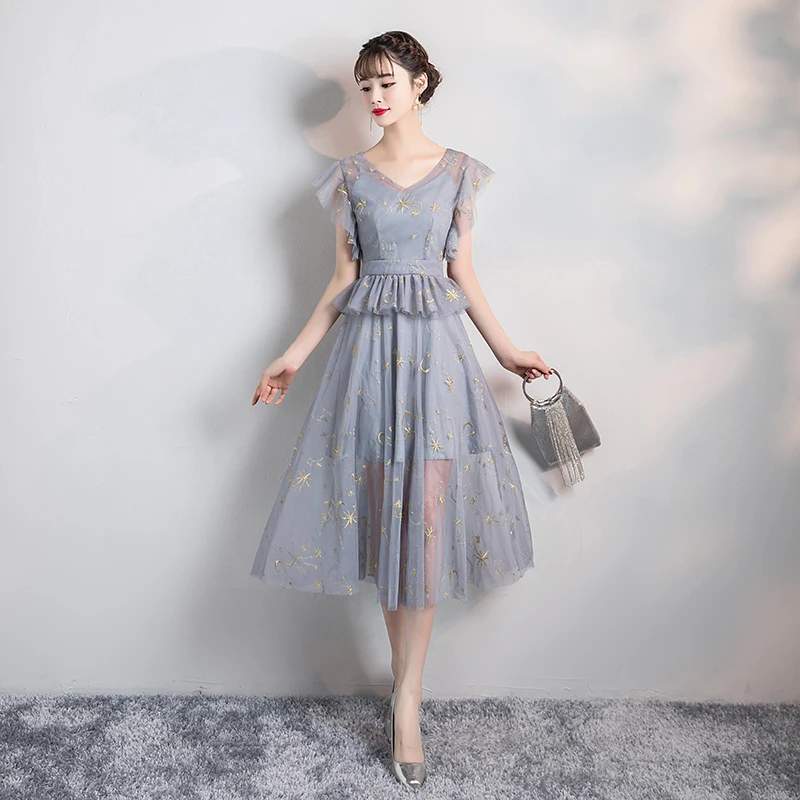 Женское платье без рукавов длиной до середины иллюзии | Свадьбы и торжества