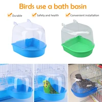 parrot bird bath bathtub bath box bird cleaning tool cage accessories parrot bath transparent plastic hanging tub shower new