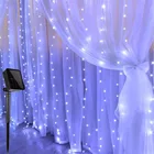 Светодиодная гирлянда на солнечной батарее, Рождественская сказочная декоративная занавеска для комнаты, водонепроницаемая лампа-занавеска на новый год, свадьбу, Рождество