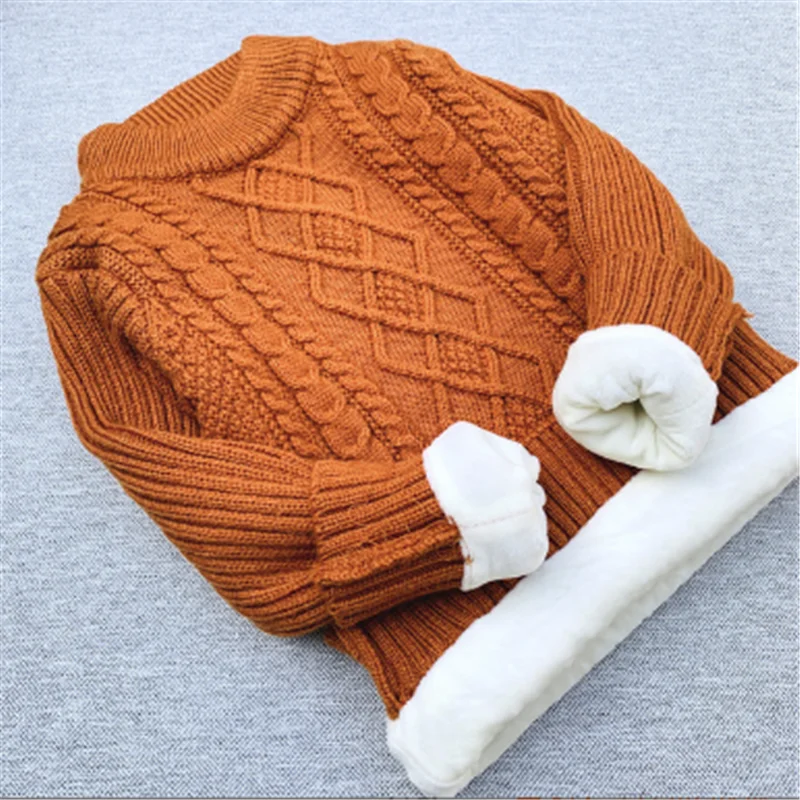 Теплый свитер для мальчиков Зимний Детский Повседневный плотный бархатный