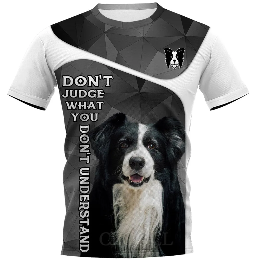 

CLOOCL Border Collie T-shirts 3D Graphic Don't Judge Animals Tees Pets Dogs Tops Casual Pullovers Men Clothing